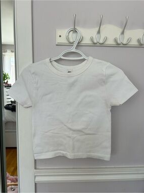 One Step Ahead White Ribbed Short Sleeve Tee